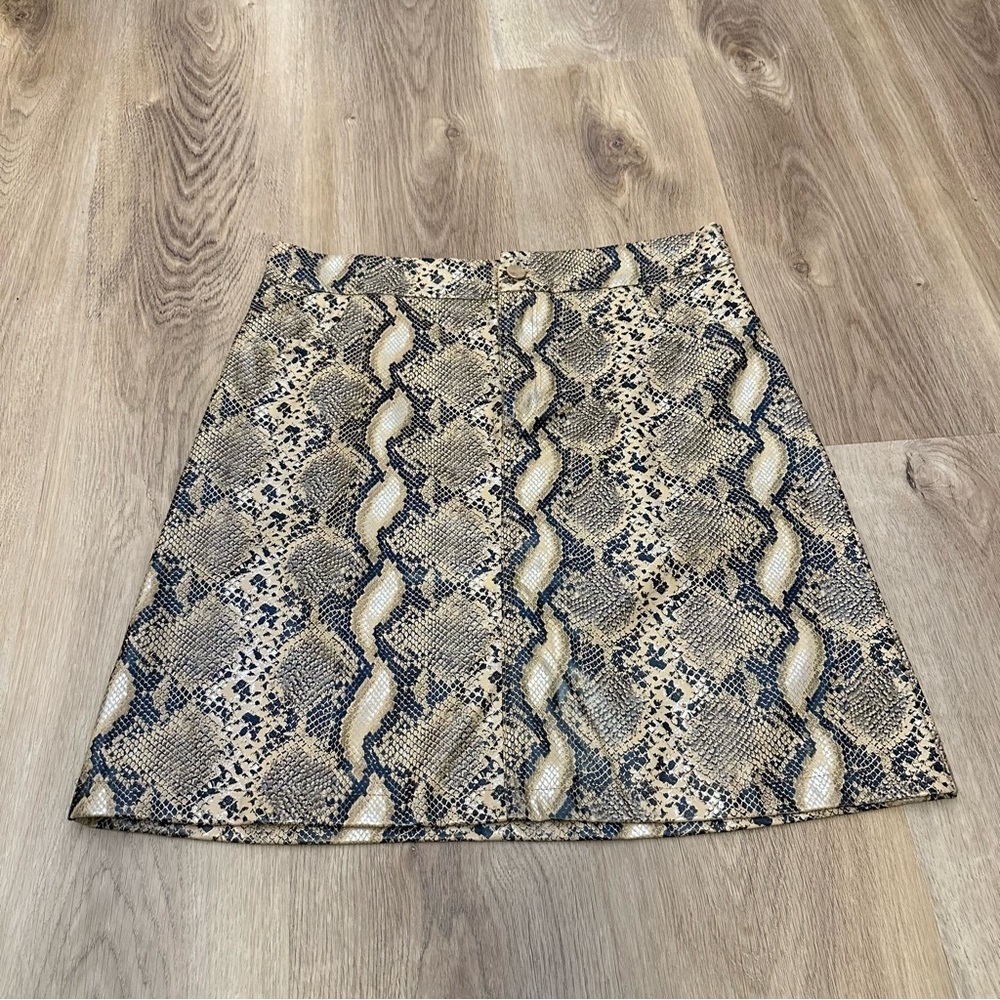 Runway Paris Snakeprint Faux Leather Miniskirt size L